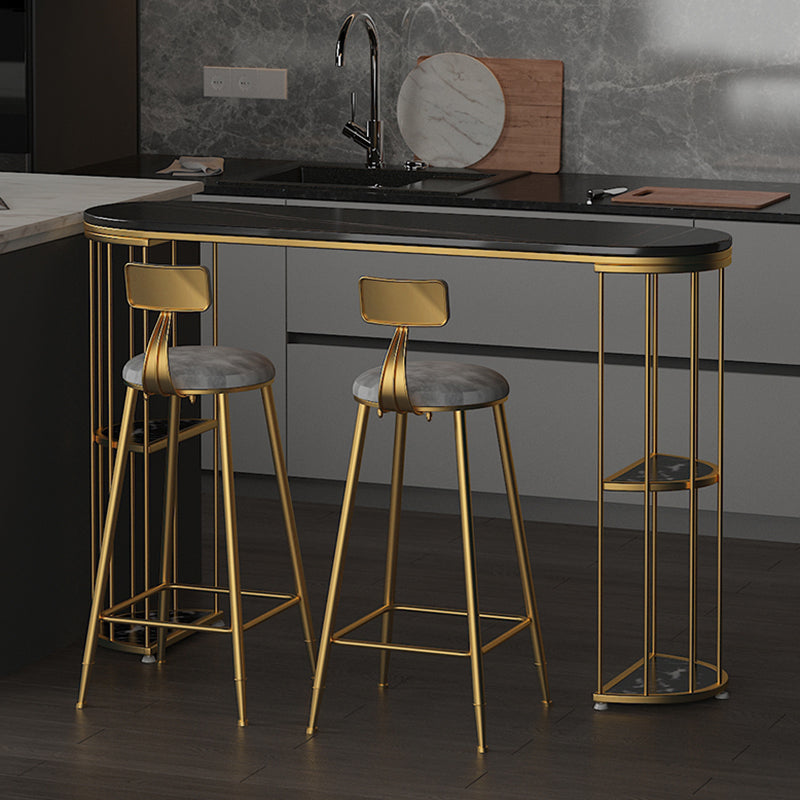 Contemporary Storage Bistro Accent Dining Table Indoor Double Pedestal Patio Bar Table 47.2"L x 15.7"W x 41.3"H Black-Gold Without Chairs Clearhalo 'Bar Furniture' 'Bar Tables' 'bar_tables' 'furn' 'furn_bar_tables' 'Furniture' 'furniture_bar_tables' 'Kitchen & Dining Furniture' 5031367
