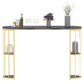 Contemporary Storage Bistro Accent Dining Table Indoor Double Pedestal Patio Bar Table 70.9"L x 15.7"W x 41.3"H Black-Gold Without Chairs Clearhalo 'Bar Furniture' 'Bar Tables' 'bar_tables' 'furn' 'furn_bar_tables' 'Furniture' 'furniture_bar_tables' 'Kitchen & Dining Furniture' 5031370