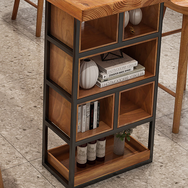 Wood Top Bar Table Modern Double Pedestal Coffee Shop Bar Dining Table with Storage Clearhalo 'Bar Furniture' 'Bar Tables' 'bar_tables' 'furn' 'furn_bar_tables' 'Furniture' 'furniture_bar_tables' 'Kitchen & Dining Furniture' 5031403