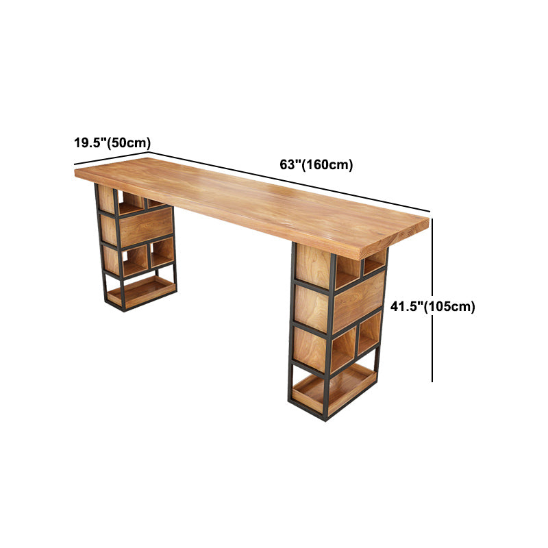 Wood Top Bar Table Modern Double Pedestal Coffee Shop Bar Dining Table with Storage Clearhalo 'Bar Furniture' 'Bar Tables' 'bar_tables' 'furn' 'furn_bar_tables' 'Furniture' 'furniture_bar_tables' 'Kitchen & Dining Furniture' 5031407
