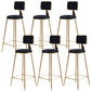 Nordic Armless Backrest Counter Stool Iron Cafe Bar Stool with Pedal and Velvet Cushion Black 6 Piece Set Clearhalo 'Bar Furniture' 'Bar Stools' 'bar_stools' 'furn' 'furn_bar_stools' 'Furniture' 'furniture_bar_stools' 'Kitchen & Dining Furniture' 5031477