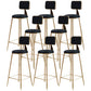 Nordic Armless Backrest Counter Stool Iron Cafe Bar Stool with Pedal and Velvet Cushion Black 8 Piece Set Clearhalo 'Bar Furniture' 'Bar Stools' 'bar_stools' 'furn' 'furn_bar_stools' 'Furniture' 'furniture_bar_stools' 'Kitchen & Dining Furniture' 5031479