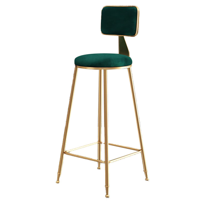 Nordic Armless Backrest Counter Stool Iron Cafe Bar Stool with Pedal and Velvet Cushion Clearhalo 'Bar Furniture' 'Bar Stools' 'bar_stools' 'furn' 'furn_bar_stools' 'Furniture' 'furniture_bar_stools' 'Kitchen & Dining Furniture' 5031480
