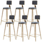 Nordic Armless Backrest Counter Stool Iron Cafe Bar Stool with Pedal and Velvet Cushion Gray 6 Piece Set Clearhalo 'Bar Furniture' 'Bar Stools' 'bar_stools' 'furn' 'furn_bar_stools' 'Furniture' 'furniture_bar_stools' 'Kitchen & Dining Furniture' 5031485