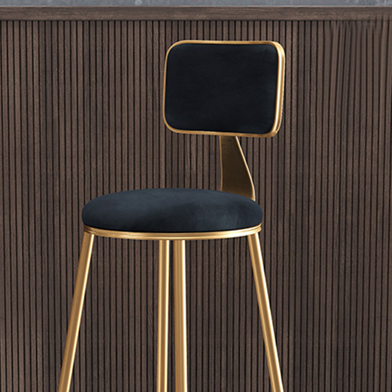 Nordic Armless Backrest Counter Stool Iron Cafe Bar Stool with Pedal and Velvet Cushion Clearhalo 'Bar Furniture' 'Bar Stools' 'bar_stools' 'furn' 'furn_bar_stools' 'Furniture' 'furniture_bar_stools' 'Kitchen & Dining Furniture' 5031486