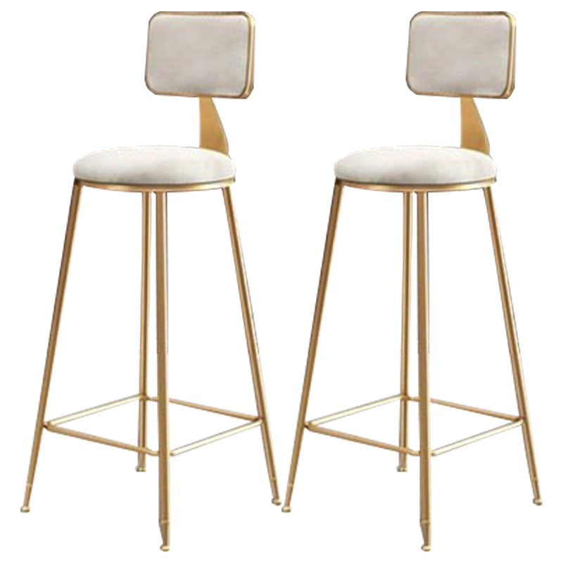 Nordic Armless Backrest Counter Stool Iron Cafe Bar Stool with Pedal and Velvet Cushion White 2 Piece Set Clearhalo 'Bar Furniture' 'Bar Stools' 'bar_stools' 'furn' 'furn_bar_stools' 'Furniture' 'furniture_bar_stools' 'Kitchen & Dining Furniture' 5031489