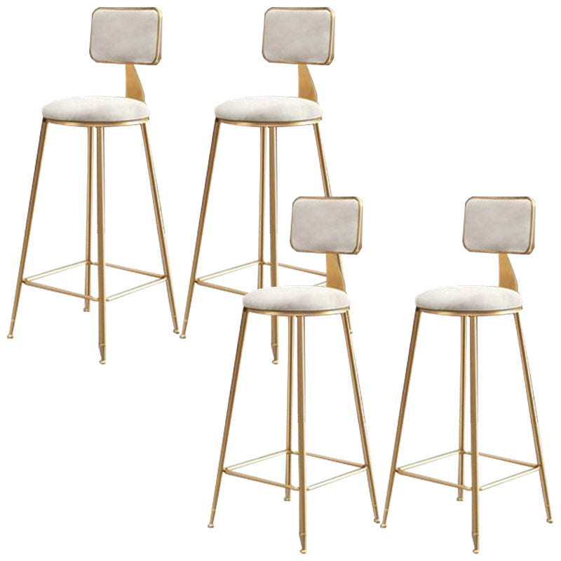 Nordic Armless Backrest Counter Stool Iron Cafe Bar Stool with Pedal and Velvet Cushion White 4 Piece Set Clearhalo 'Bar Furniture' 'Bar Stools' 'bar_stools' 'furn' 'furn_bar_stools' 'Furniture' 'furniture_bar_stools' 'Kitchen & Dining Furniture' 5031490