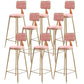 Nordic Armless Backrest Counter Stool Iron Cafe Bar Stool with Pedal and Velvet Cushion Pink 8 Piece Set Clearhalo 'Bar Furniture' 'Bar Stools' 'bar_stools' 'furn' 'furn_bar_stools' 'Furniture' 'furniture_bar_stools' 'Kitchen & Dining Furniture' 5031496