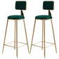 Nordic Armless Backrest Counter Stool Iron Cafe Bar Stool with Pedal and Velvet Cushion Green 2 Piece Set Clearhalo 'Bar Furniture' 'Bar Stools' 'bar_stools' 'furn' 'furn_bar_stools' 'Furniture' 'furniture_bar_stools' 'Kitchen & Dining Furniture' 5031501