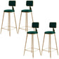Nordic Armless Backrest Counter Stool Iron Cafe Bar Stool with Pedal and Velvet Cushion Green 4 Piece Set Clearhalo 'Bar Furniture' 'Bar Stools' 'bar_stools' 'furn' 'furn_bar_stools' 'Furniture' 'furniture_bar_stools' 'Kitchen & Dining Furniture' 5031502