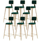 Nordic Armless Backrest Counter Stool Iron Cafe Bar Stool with Pedal and Velvet Cushion Green 8 Piece Set Clearhalo 'Bar Furniture' 'Bar Stools' 'bar_stools' 'furn' 'furn_bar_stools' 'Furniture' 'furniture_bar_stools' 'Kitchen & Dining Furniture' 5031504