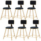 Nordic Armless Backrest Counter Stool Iron Cafe Bar Stool with Pedal and Velvet Cushion Black 6 Piece Set Short Stool(18"H) Clearhalo 'Bar Furniture' 'Bar Stools' 'bar_stools' 'furn' 'furn_bar_stools' 'Furniture' 'furniture_bar_stools' 'Kitchen & Dining Furniture' 5031507