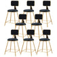 Nordic Armless Backrest Counter Stool Iron Cafe Bar Stool with Pedal and Velvet Cushion Black 8 Piece Set Short Stool(18"H) Clearhalo 'Bar Furniture' 'Bar Stools' 'bar_stools' 'furn' 'furn_bar_stools' 'Furniture' 'furniture_bar_stools' 'Kitchen & Dining Furniture' 5031508