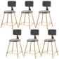 Nordic Armless Backrest Counter Stool Iron Cafe Bar Stool with Pedal and Velvet Cushion Gray 6 Piece Set Short Stool(18"H) Clearhalo 'Bar Furniture' 'Bar Stools' 'bar_stools' 'furn' 'furn_bar_stools' 'Furniture' 'furniture_bar_stools' 'Kitchen & Dining Furniture' 5031511