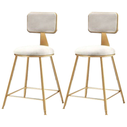Nordic Armless Backrest Counter Stool Iron Cafe Bar Stool with Pedal and Velvet Cushion White 2 Piece Set Short Stool(18"H) Clearhalo 'Bar Furniture' 'Bar Stools' 'bar_stools' 'furn' 'furn_bar_stools' 'Furniture' 'furniture_bar_stools' 'Kitchen & Dining Furniture' 5031513