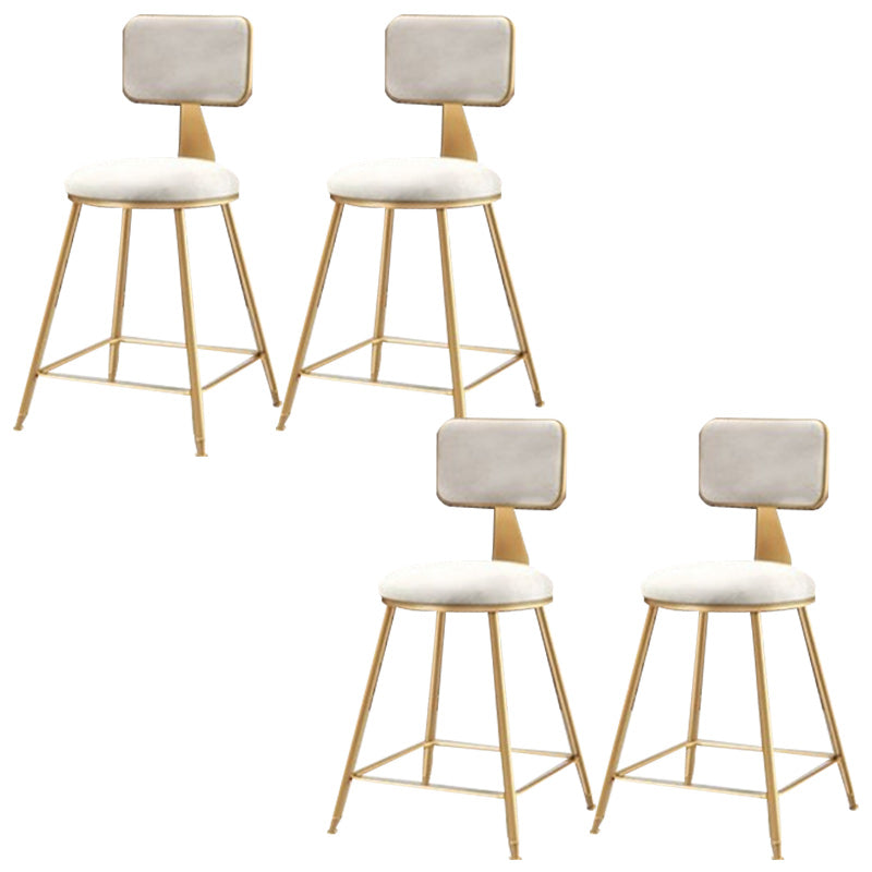 Nordic Armless Backrest Counter Stool Iron Cafe Bar Stool with Pedal and Velvet Cushion White 4 Piece Set Short Stool(18"H) Clearhalo 'Bar Furniture' 'Bar Stools' 'bar_stools' 'furn' 'furn_bar_stools' 'Furniture' 'furniture_bar_stools' 'Kitchen & Dining Furniture' 5031514