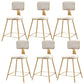 Nordic Armless Backrest Counter Stool Iron Cafe Bar Stool with Pedal and Velvet Cushion White 6 Piece Set Short Stool(18"H) Clearhalo 'Bar Furniture' 'Bar Stools' 'bar_stools' 'furn' 'furn_bar_stools' 'Furniture' 'furniture_bar_stools' 'Kitchen & Dining Furniture' 5031515