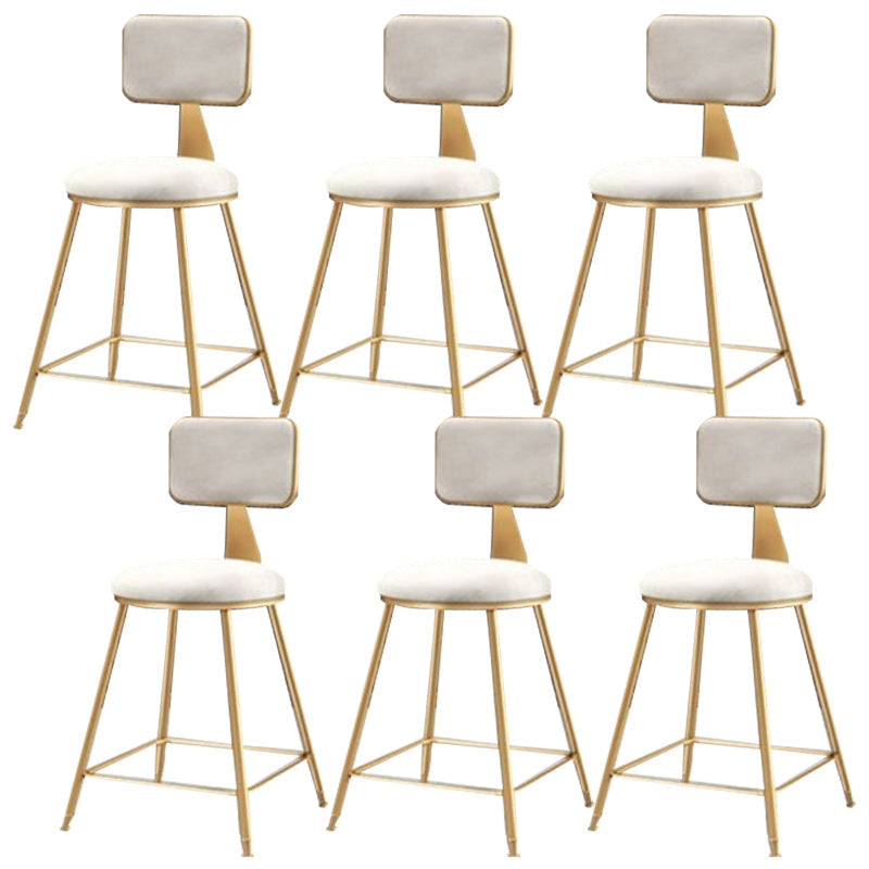 Nordic Armless Backrest Counter Stool Iron Cafe Bar Stool with Pedal and Velvet Cushion White 6 Piece Set Short Stool(18"H) Clearhalo 'Bar Furniture' 'Bar Stools' 'bar_stools' 'furn' 'furn_bar_stools' 'Furniture' 'furniture_bar_stools' 'Kitchen & Dining Furniture' 5031515