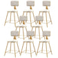 Nordic Armless Backrest Counter Stool Iron Cafe Bar Stool with Pedal and Velvet Cushion White 8 Piece Set Short Stool(18"H) Clearhalo 'Bar Furniture' 'Bar Stools' 'bar_stools' 'furn' 'furn_bar_stools' 'Furniture' 'furniture_bar_stools' 'Kitchen & Dining Furniture' 5031516