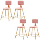 Nordic Armless Backrest Counter Stool Iron Cafe Bar Stool with Pedal and Velvet Cushion Pink 4 Piece Set Short Stool(18"H) Clearhalo 'Bar Furniture' 'Bar Stools' 'bar_stools' 'furn' 'furn_bar_stools' 'Furniture' 'furniture_bar_stools' 'Kitchen & Dining Furniture' 5031518