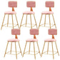 Nordic Armless Backrest Counter Stool Iron Cafe Bar Stool with Pedal and Velvet Cushion Pink 6 Piece Set Short Stool(18"H) Clearhalo 'Bar Furniture' 'Bar Stools' 'bar_stools' 'furn' 'furn_bar_stools' 'Furniture' 'furniture_bar_stools' 'Kitchen & Dining Furniture' 5031519