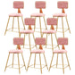 Nordic Armless Backrest Counter Stool Iron Cafe Bar Stool with Pedal and Velvet Cushion Pink 8 Piece Set Short Stool(18"H) Clearhalo 'Bar Furniture' 'Bar Stools' 'bar_stools' 'furn' 'furn_bar_stools' 'Furniture' 'furniture_bar_stools' 'Kitchen & Dining Furniture' 5031520