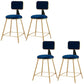 Nordic Armless Backrest Counter Stool Iron Cafe Bar Stool with Pedal and Velvet Cushion Blue 4 Piece Set Short Stool(18"H) Clearhalo 'Bar Furniture' 'Bar Stools' 'bar_stools' 'furn' 'furn_bar_stools' 'Furniture' 'furniture_bar_stools' 'Kitchen & Dining Furniture' 5031522