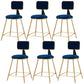 Nordic Armless Backrest Counter Stool Iron Cafe Bar Stool with Pedal and Velvet Cushion Blue 6 Piece Set Short Stool(18"H) Clearhalo 'Bar Furniture' 'Bar Stools' 'bar_stools' 'furn' 'furn_bar_stools' 'Furniture' 'furniture_bar_stools' 'Kitchen & Dining Furniture' 5031523