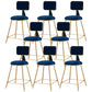 Nordic Armless Backrest Counter Stool Iron Cafe Bar Stool with Pedal and Velvet Cushion Blue 8 Piece Set Short Stool(18"H) Clearhalo 'Bar Furniture' 'Bar Stools' 'bar_stools' 'furn' 'furn_bar_stools' 'Furniture' 'furniture_bar_stools' 'Kitchen & Dining Furniture' 5031524