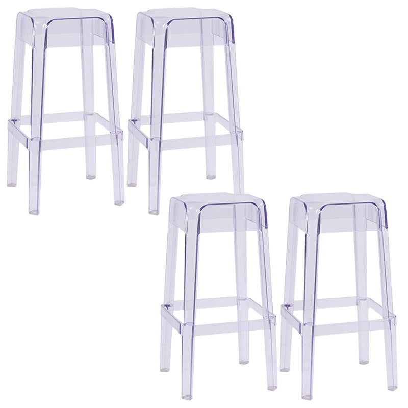 Contemporary Bar-stool Plastic Counter Bar Stool for Restaurant Clear 4 Piece Set Bar Stool(30"H) Clearhalo 'Bar Furniture' 'Bar Stools' 'bar_stools' 'furn' 'furn_bar_stools' 'Furniture' 'furniture_bar_stools' 'Kitchen & Dining Furniture' 5031564