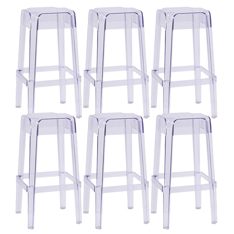 Contemporary Bar-stool Plastic Counter Bar Stool for Restaurant Clear 6 Piece Set Bar Stool(30"H) Clearhalo 'Bar Furniture' 'Bar Stools' 'bar_stools' 'furn' 'furn_bar_stools' 'Furniture' 'furniture_bar_stools' 'Kitchen & Dining Furniture' 5031566