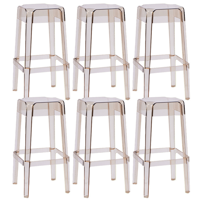 Contemporary Bar-stool Plastic Counter Bar Stool for Restaurant Amber 6 Piece Set Bar Stool(30"H) Clearhalo 'Bar Furniture' 'Bar Stools' 'bar_stools' 'furn' 'furn_bar_stools' 'Furniture' 'furniture_bar_stools' 'Kitchen & Dining Furniture' 5031575