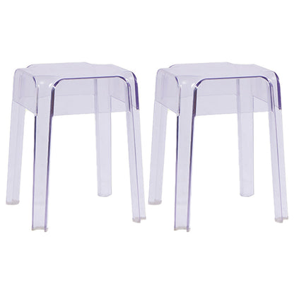 Contemporary Bar-stool Plastic Counter Bar Stool for Restaurant Clear 2 Piece Set Short Stool(18"H) Clearhalo 'Bar Furniture' 'Bar Stools' 'bar_stools' 'furn' 'furn_bar_stools' 'Furniture' 'furniture_bar_stools' 'Kitchen & Dining Furniture' 5031586