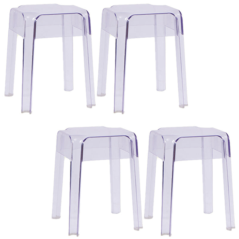 Contemporary Bar-stool Plastic Counter Bar Stool for Restaurant Clear 4 Piece Set Short Stool(18"H) Clearhalo 'Bar Furniture' 'Bar Stools' 'bar_stools' 'furn' 'furn_bar_stools' 'Furniture' 'furniture_bar_stools' 'Kitchen & Dining Furniture' 5031589
