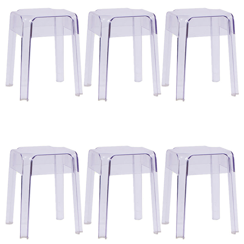 Contemporary Bar-stool Plastic Counter Bar Stool for Restaurant Clear 6 Piece Set Short Stool(18"H) Clearhalo 'Bar Furniture' 'Bar Stools' 'bar_stools' 'furn' 'furn_bar_stools' 'Furniture' 'furniture_bar_stools' 'Kitchen & Dining Furniture' 5031590