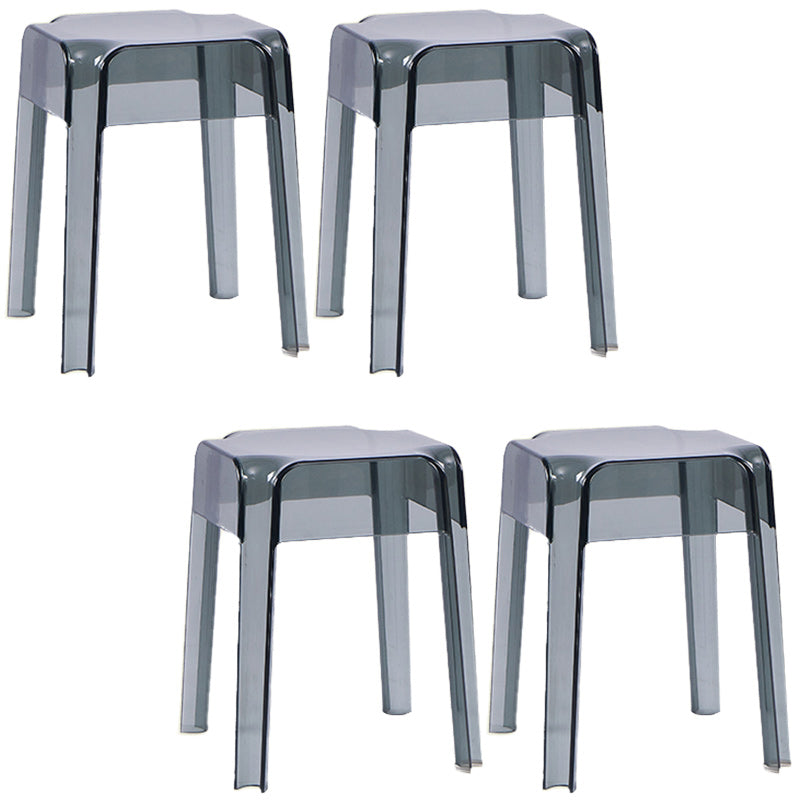 Contemporary Bar-stool Plastic Counter Bar Stool for Restaurant Smoke Gray 4 Piece Set Short Stool(18"H) Clearhalo 'Bar Furniture' 'Bar Stools' 'bar_stools' 'furn' 'furn_bar_stools' 'Furniture' 'furniture_bar_stools' 'Kitchen & Dining Furniture' 5031597