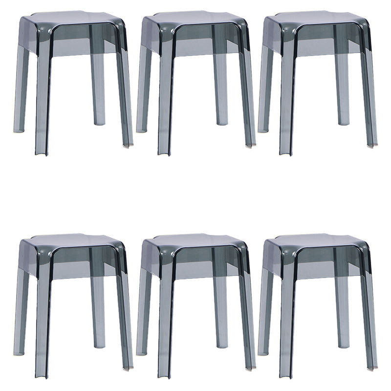 Contemporary Bar-stool Plastic Counter Bar Stool for Restaurant Smoke Gray 6 Piece Set Short Stool(18"H) Clearhalo 'Bar Furniture' 'Bar Stools' 'bar_stools' 'furn' 'furn_bar_stools' 'Furniture' 'furniture_bar_stools' 'Kitchen & Dining Furniture' 5031598