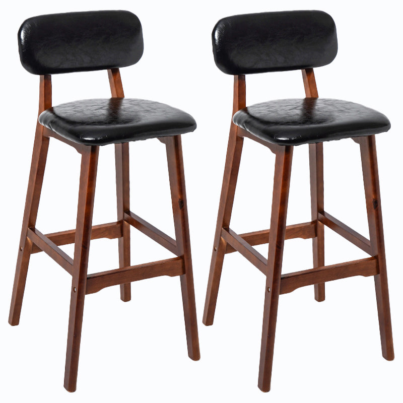 Rubberwood Modern Low Back Stool Matte Finish Upholstered Bar Stools Black Brown 2 Piece Set Clearhalo 'Bar Furniture' 'Bar Stools' 'bar_stools' 'furn' 'furn_bar_stools' 'Furniture' 'furniture_bar_stools' 'Kitchen & Dining Furniture' 5031635
