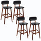 Rubberwood Modern Low Back Stool Matte Finish Upholstered Bar Stools Black Brown 4 Piece Set Clearhalo 'Bar Furniture' 'Bar Stools' 'bar_stools' 'furn' 'furn_bar_stools' 'Furniture' 'furniture_bar_stools' 'Kitchen & Dining Furniture' 5031637