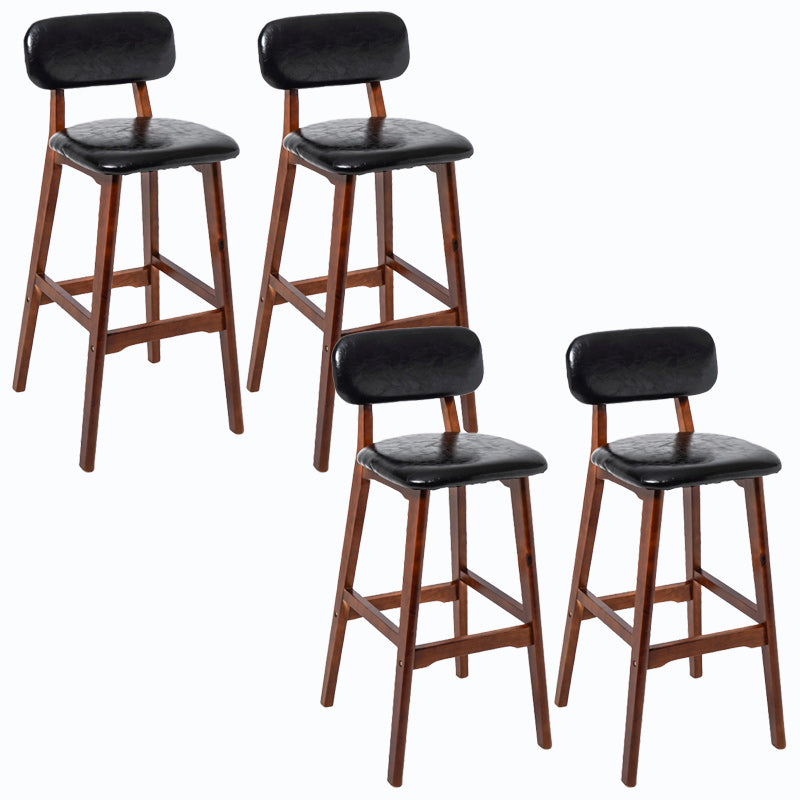 Rubberwood Modern Low Back Stool Matte Finish Upholstered Bar Stools Black Brown 4 Piece Set Clearhalo 'Bar Furniture' 'Bar Stools' 'bar_stools' 'furn' 'furn_bar_stools' 'Furniture' 'furniture_bar_stools' 'Kitchen & Dining Furniture' 5031637