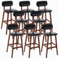 Rubberwood Modern Low Back Stool Matte Finish Upholstered Bar Stools Black Brown 8 Piece Set Clearhalo 'Bar Furniture' 'Bar Stools' 'bar_stools' 'furn' 'furn_bar_stools' 'Furniture' 'furniture_bar_stools' 'Kitchen & Dining Furniture' 5031641