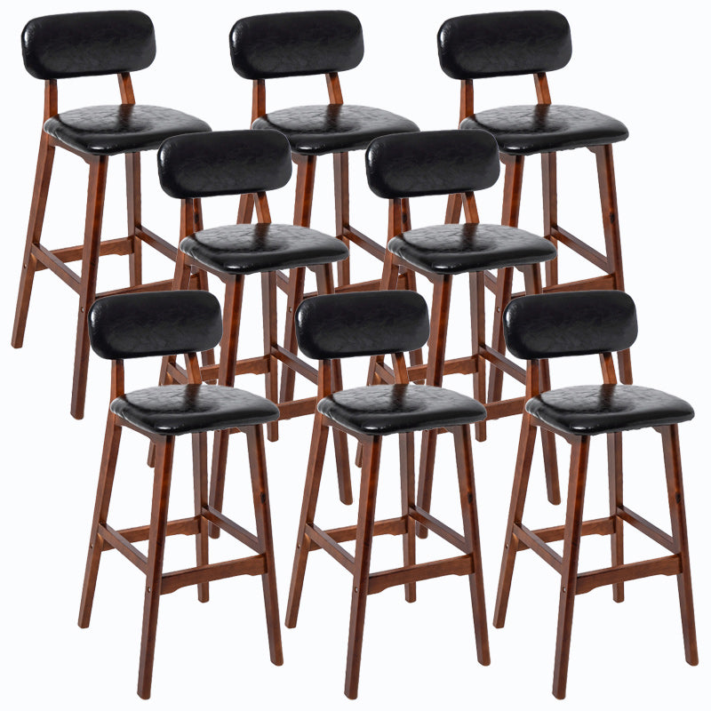 Rubberwood Modern Low Back Stool Matte Finish Upholstered Bar Stools Black Brown 8 Piece Set Clearhalo 'Bar Furniture' 'Bar Stools' 'bar_stools' 'furn' 'furn_bar_stools' 'Furniture' 'furniture_bar_stools' 'Kitchen & Dining Furniture' 5031641