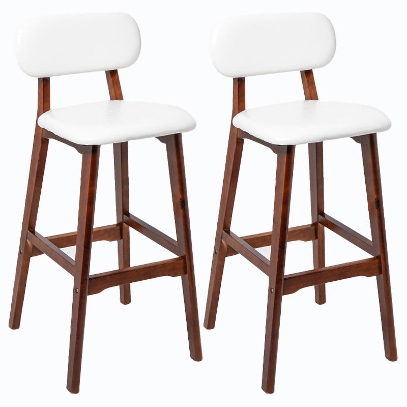 Rubberwood Modern Low Back Stool Matte Finish Upholstered Bar Stools White Brown 2 Piece Set Clearhalo 'Bar Furniture' 'Bar Stools' 'bar_stools' 'furn' 'furn_bar_stools' 'Furniture' 'furniture_bar_stools' 'Kitchen & Dining Furniture' 5031642