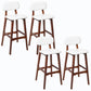 Rubberwood Modern Low Back Stool Matte Finish Upholstered Bar Stools White Brown 4 Piece Set Clearhalo 'Bar Furniture' 'Bar Stools' 'bar_stools' 'furn' 'furn_bar_stools' 'Furniture' 'furniture_bar_stools' 'Kitchen & Dining Furniture' 5031645