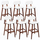 Rubberwood Modern Low Back Stool Matte Finish Upholstered Bar Stools White Brown 6 Piece Set Clearhalo 'Bar Furniture' 'Bar Stools' 'bar_stools' 'furn' 'furn_bar_stools' 'Furniture' 'furniture_bar_stools' 'Kitchen & Dining Furniture' 5031647