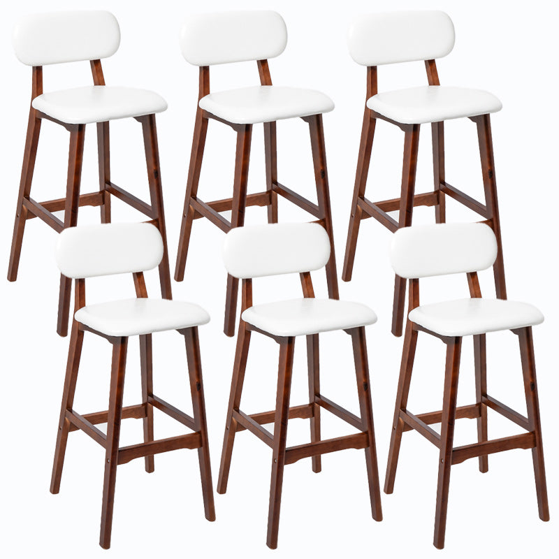 Rubberwood Modern Low Back Stool Matte Finish Upholstered Bar Stools White Brown 6 Piece Set Clearhalo 'Bar Furniture' 'Bar Stools' 'bar_stools' 'furn' 'furn_bar_stools' 'Furniture' 'furniture_bar_stools' 'Kitchen & Dining Furniture' 5031647