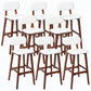 Rubberwood Modern Low Back Stool Matte Finish Upholstered Bar Stools White Brown 8 Piece Set Clearhalo 'Bar Furniture' 'Bar Stools' 'bar_stools' 'furn' 'furn_bar_stools' 'Furniture' 'furniture_bar_stools' 'Kitchen & Dining Furniture' 5031648