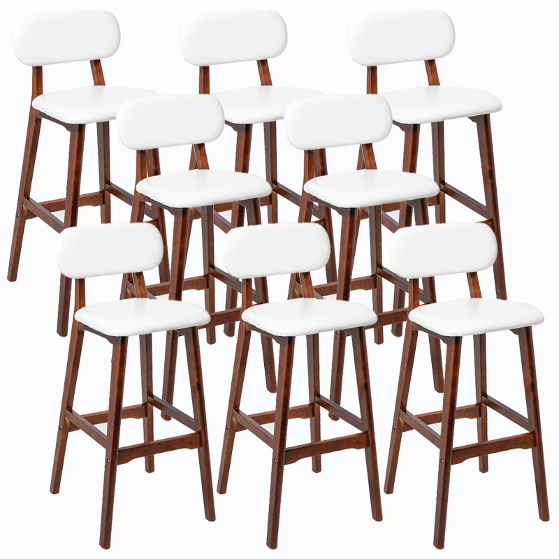 Rubberwood Modern Low Back Stool Matte Finish Upholstered Bar Stools White Brown 8 Piece Set Clearhalo 'Bar Furniture' 'Bar Stools' 'bar_stools' 'furn' 'furn_bar_stools' 'Furniture' 'furniture_bar_stools' 'Kitchen & Dining Furniture' 5031648