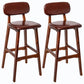 Rubberwood Modern Low Back Stool Matte Finish Upholstered Bar Stools Brown Brown 2 Piece Set Clearhalo 'Bar Furniture' 'Bar Stools' 'bar_stools' 'furn' 'furn_bar_stools' 'Furniture' 'furniture_bar_stools' 'Kitchen & Dining Furniture' 5031651