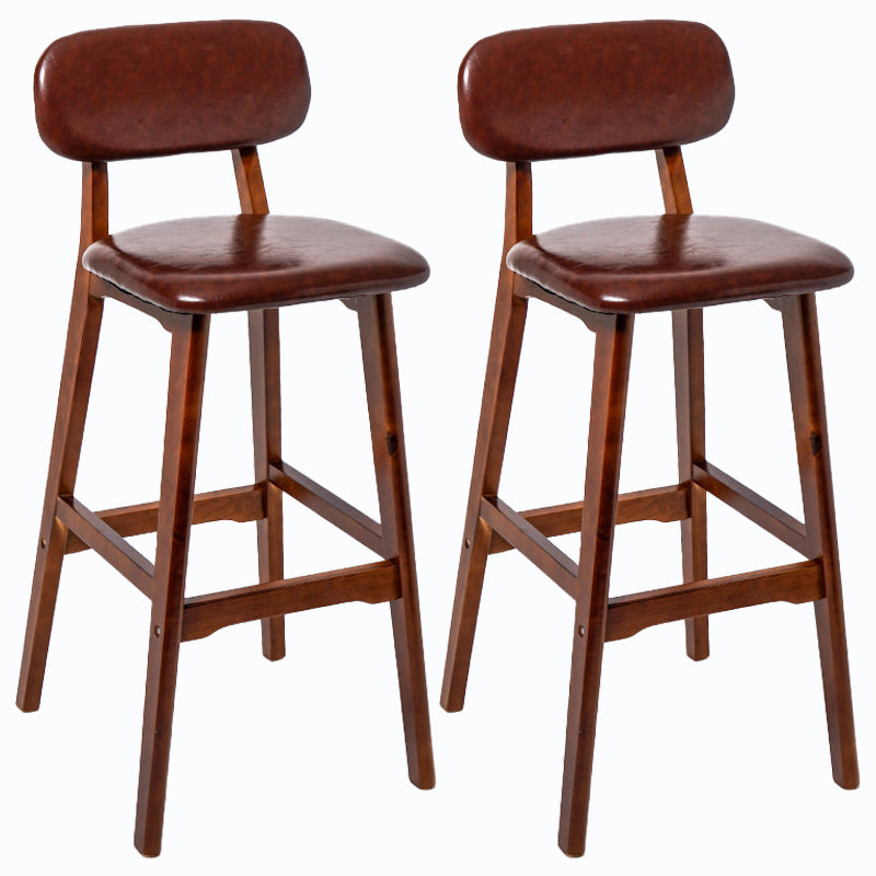 Rubberwood Modern Low Back Stool Matte Finish Upholstered Bar Stools Brown Brown 2 Piece Set Clearhalo 'Bar Furniture' 'Bar Stools' 'bar_stools' 'furn' 'furn_bar_stools' 'Furniture' 'furniture_bar_stools' 'Kitchen & Dining Furniture' 5031651